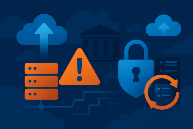 Business continuity strategy planning session with IT and business leaders reviewing disaster recovery architecture Business continuity strategy planning session with IT and business leaders reviewing disaster recovery architecture